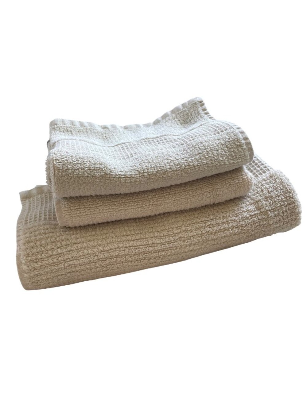 Haven Cotton Waffle Weave Bath Towel Set - Beige / Flax Oatmeal Color  3 Pieces